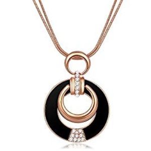 Elegant Rose gold plated circular round necklace